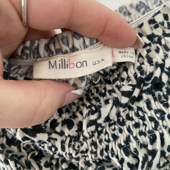 Millibon Leopard Ruched Cropped Long Sleeve Blouse I Size: L - Picture 8 of 9